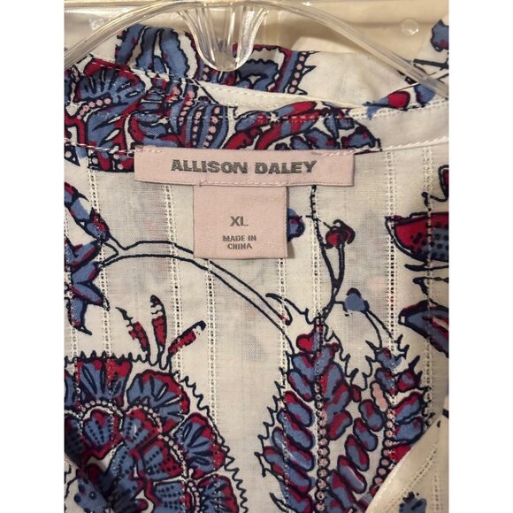 Allison Daley‎ Floral Print Button-Up Shirt XL 100% Cotton Multicolored Design - Picture 3 of 7